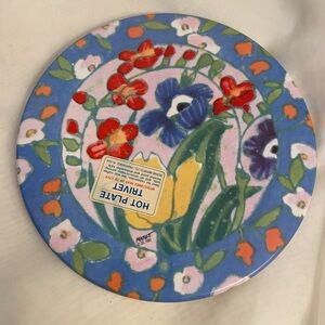 Vintage trivet round flowers Design Imports Made in Italy Melamine MARET 90s